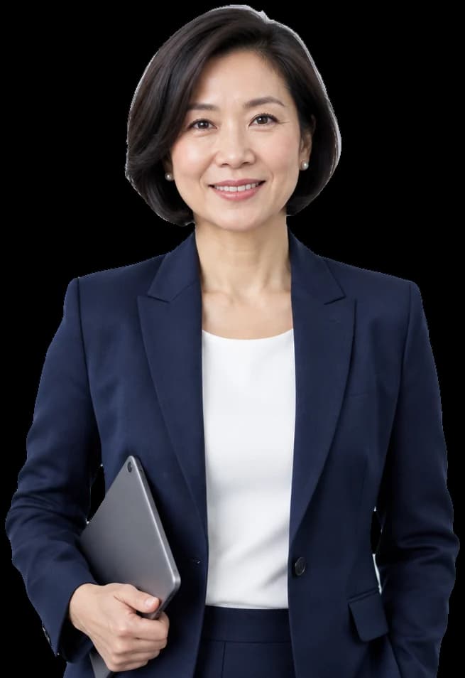 A business leader holding a tablet